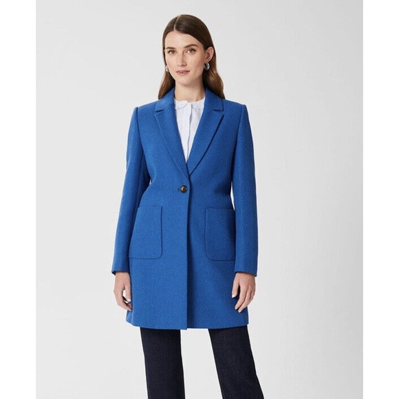 Hobbs Corina coat azure blue size 2 Wool Blend NWT - Picture 5 of 16